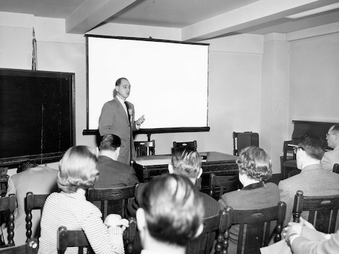 George Nelson at a sales conference in 1952 George Nelson at a sales conference in 1952