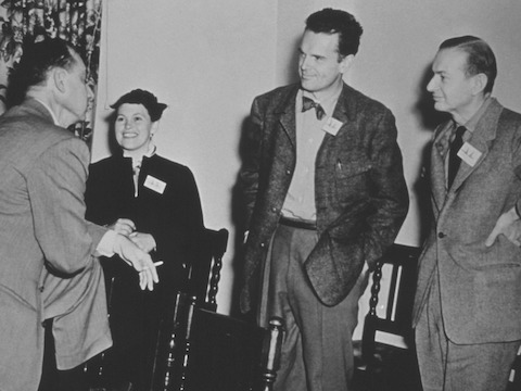 George Nelson talking with Ray & Charles Eames and Alexander Girard George Nelson talking with Ray & Charles Eames and Alexander Girard