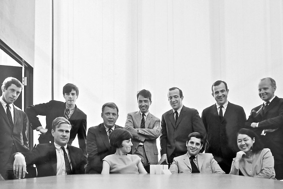 Tomoko Miho with colleagues at the Center for Advanced Research in Design in the late 1960s. Tomoko Miho with colleagues at the Center for Advanced Research in Design in the late 1960s.