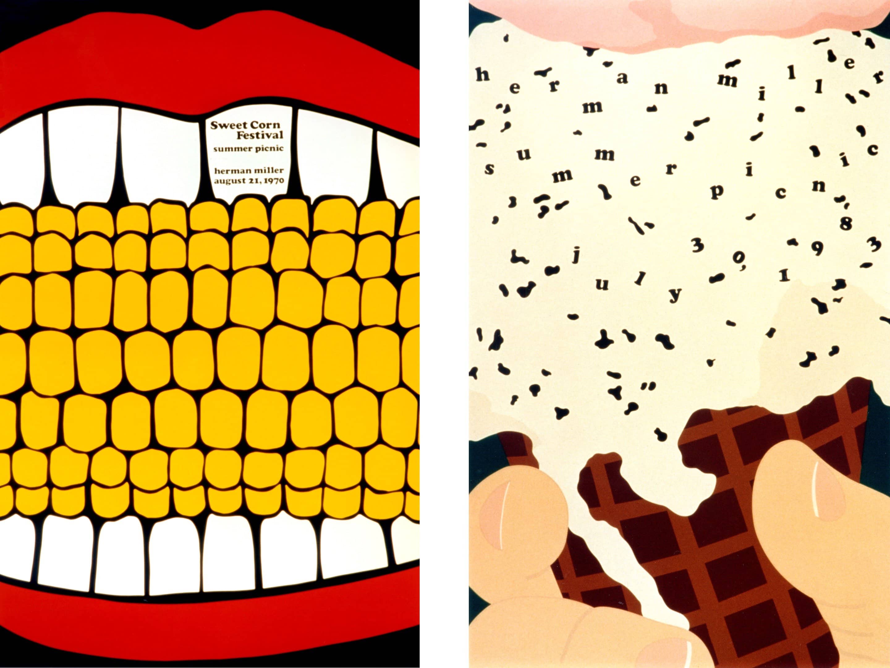 LEFT: 1970 Sweet Corn Poster RIGHT: 1983 Ice Cream Cone Poster LEFT: 1970 Sweet Corn Poster RIGHT: 1983 Ice Cream Cone Poster