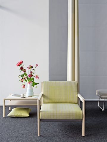 The installation marks the debut of the Herman Miller Collection in Europe. Classic designs from Ward Bennett are available alongside contemporary pieces like this Vincent Van Duysen Brabo lounge chair and side table, and Wireframe ottoman, part of the group designed by Sam Hecht and Kim Colin. The installation marks the debut of the Herman Miller Collection in Europe. Classic designs from Ward Bennett are available alongside contemporary pieces like this Vincent Van Duysen Brabo lounge chair and side table, and Wireframe ottoman, part of the group designed by Sam Hecht and Kim Colin.