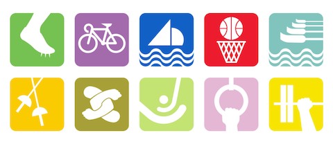 1968 - Olympic Sports (10 of 19 sports icons shown)shown) 1968 - Olympic Sports (10 of 19 sports icons shown)