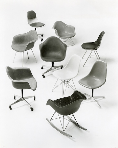 Archival image of the Eames Shell Chair family. Archival image of the Eames Shell Chair family.